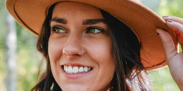 Woman has beautiful facial features.