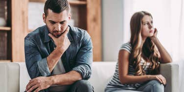 embarrassed man pouting