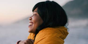 Woman has self-discipline and takes care of herself.