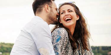 Happy couple falling in love hoping for a better relationship 