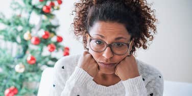 sad woman struggling during holiday season