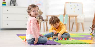 kindergarten children playing together