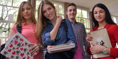 teens in the 1990s in the school classroom