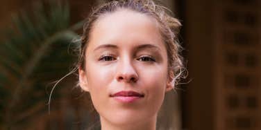 Woman is stoic after a breakup.