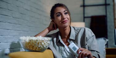 woman watching a movie