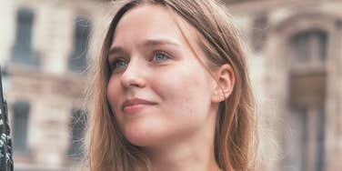 Unfazed woman has happy life.