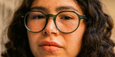 Woman avoids life with self-care.