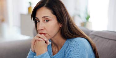 sad woman who has lost her sense of joy thinking 