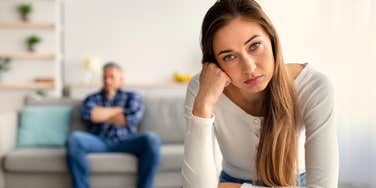 unhappy wife after being condescending towards her husband