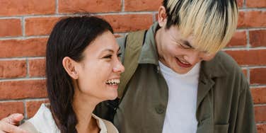 Intelligent couple stays close.