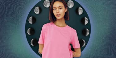 woman in front of moon phases