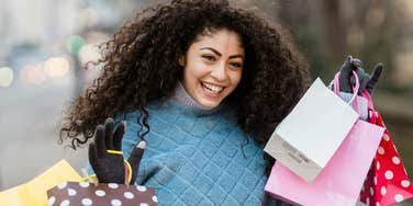 Woman needs to buy things to feel good.