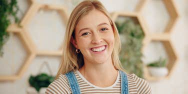 smiling woman looking at camera