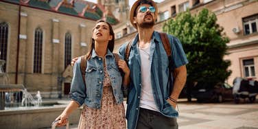 American tourists walking around Europe