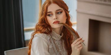 Brilliant Ways Medieval People Told Someone They Were Canceling Plans That You Can Totally Steal young medieval looking woman with a feather canceling plans