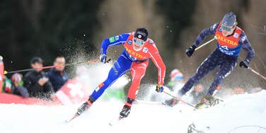Olympic medalist Ben Ogden with a competitor