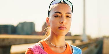 highly intelligent woman avoiding people in public