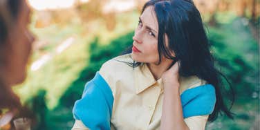 woman picking up on tension during conversation