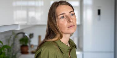 wife thinking about her responsibilities at home