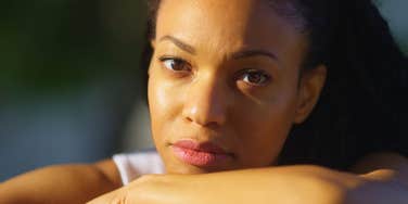 sad woman after her peace has been destroyed