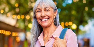 naturally curious and intelligent woman walking around exploring