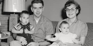 parents in the 60s and 70s holding their kids not spoiling them