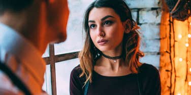 woman cutting man off who is disrespecting her