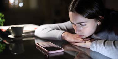 not everyone wants to be on social media distressed girl puts the phone down