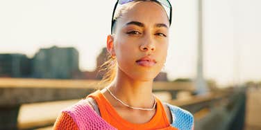 young gen z woman looking unserious not following good manners