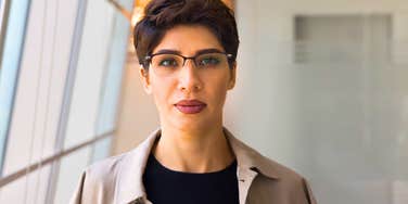 serious woman in her 40s done caring about certain things