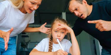 low-quality parents yelling at young child
