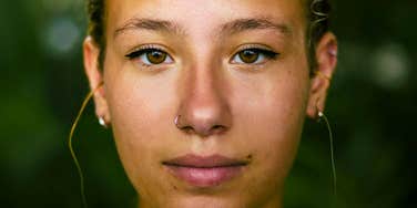 narcissistic woman with stoic facial expression