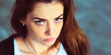 smart woman feeling offended by the words of others