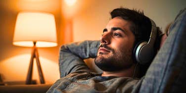 man listening most relaxing song