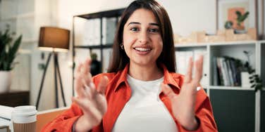 woman speaking to camera