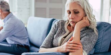 boomer grandparents who don't speak to grandkids pouting on the couch 