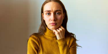 nervous woman feeling anxious from her childhood