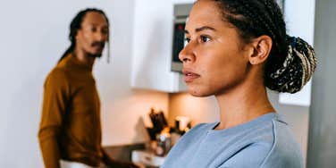 kind woman being disrespected by her husband at home