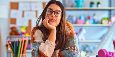 Young woman who tries hard not to do rude things because her parents taught her well
