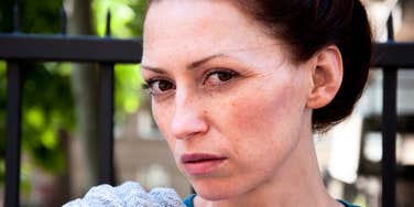 angry woman who says self-destructive phrases too often 