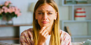 woman crying playing the victim in conversation