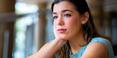 sad woman who is not okay emotionally or mentally