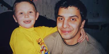 parent and his son in the 1990s