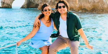 happy middle aged couple on a vacation on a boat