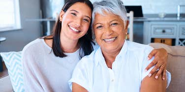 woman with high emotional intelligence hugging her mom