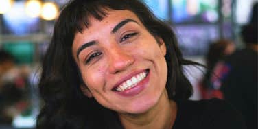 woman with amazing morals and common sense smiling
