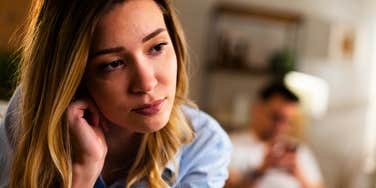unhappy woman in a toxic relationship with someone not right for her