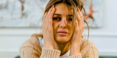 anxious stressed paranoid woman freaking out