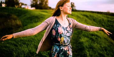 spiritual woman outside with a sixth sense