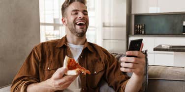 traits people happy staying home with good food internet